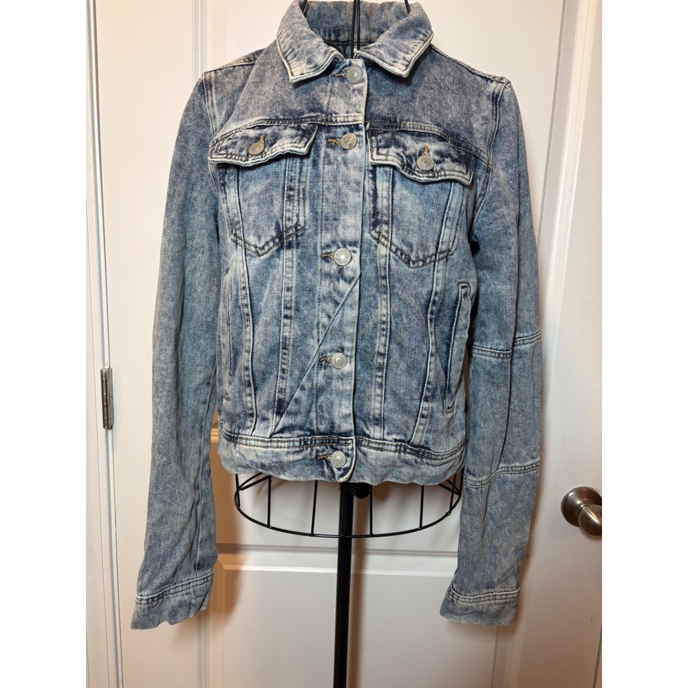 Free People Womens Acid Wash Denim Trucker Jacket Size S - Picture 6 of 10